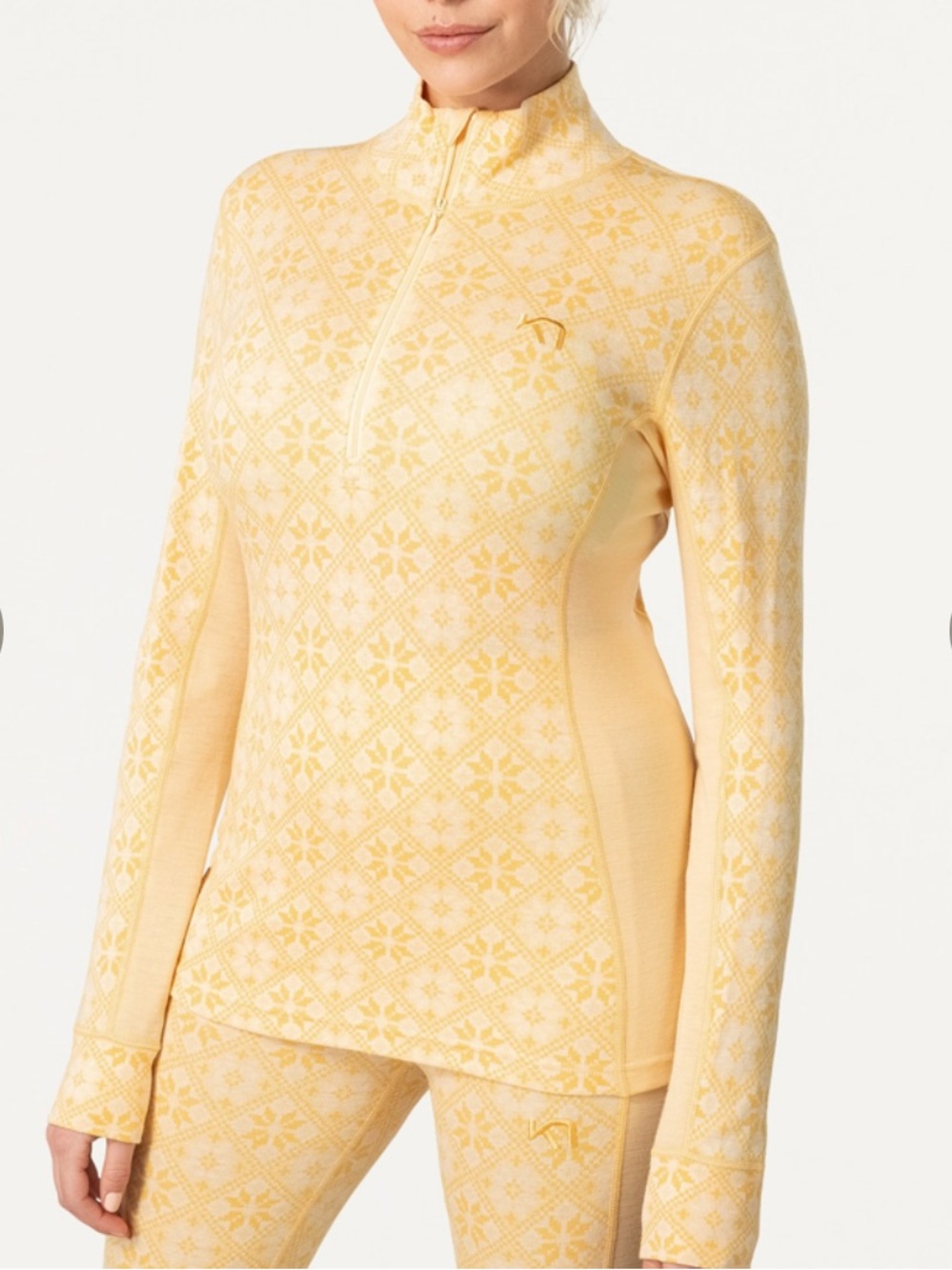 Kari Traa Women's Rose Half Zip Wool Baselayer Light Yellow